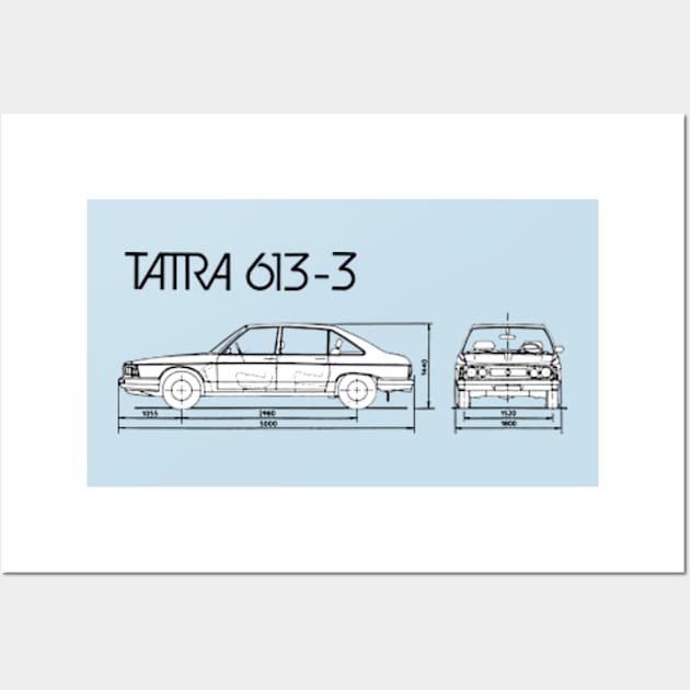 TATRA 613 - technical dimensions Wall Art by Throwback Motors